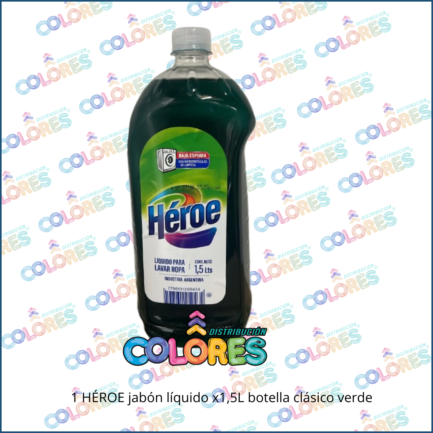 COMBO 15 A - HÉROE JABÓN LÍQUIDO x1,5L BOTELLA CLÁSICO VERDE