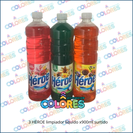 COMBO 22 - 3 HÉROE LIMPIADOR LÍQUIDO x900ml SURTIDOS