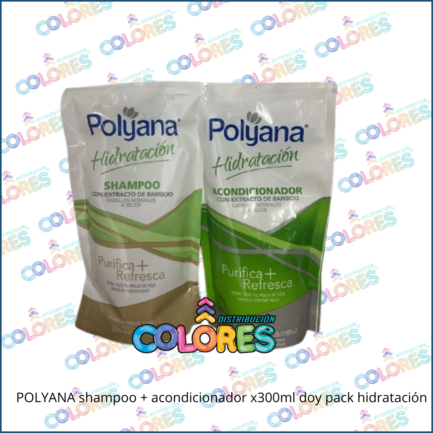 COMBO 24 - POLYANA SHAMPOO + ACONDICIONADOR x300 DOY PACK HIDRATACIÓN