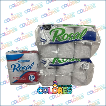 COMBO 18 - FAMILIA ROSAL: PAPEL HIGIÉNICO BLANCO 4x30mts + 2 PAPEL HIGIÉNICO BLANCO 12x30mts