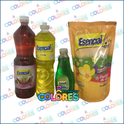 COMBO 30 - FAMILIA ESENCIAL: LIMPIADOR LÍQUIDO x900ml + DETERGENTE x300ml MANZANA + DETERGENTE x750ml + SUAVIZANTE x900ml