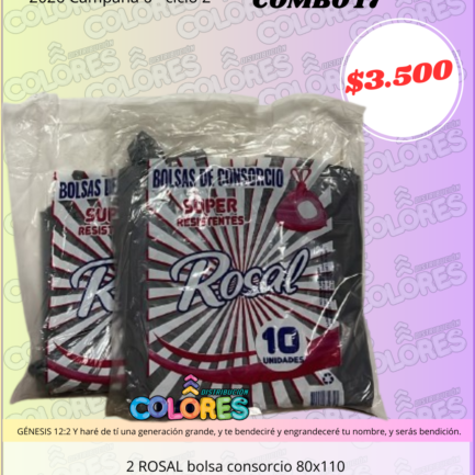 COMBO 17 - 2 ROSAL BOLSAS DE CONSORCIO 80 x 110