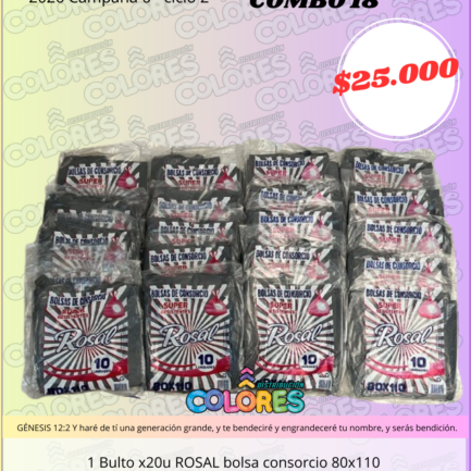 COMBO 18 - 1 BULTO x20u ROSAL BOLSAS DE CONSORCIO 80 x 110
