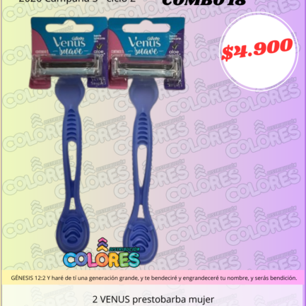 COMBO 18 - 2 VENUS PRESTOBARBA MUJER