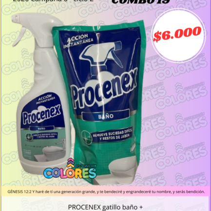 COMBO 19 - PROCENEX GATILLO BAÑO + PROCENEX REPUESTO BAÑO x820ml
