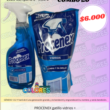COMBO 20 - PROCENEX GATILLO VIDRIOS + PROCENEX REPUESTO VIDRIOS x820ml