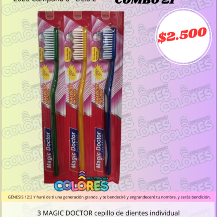 COMBO 21 - 3 MAGIC DOCTOR CEPILLO DE DIENTES INDIVIDUAL