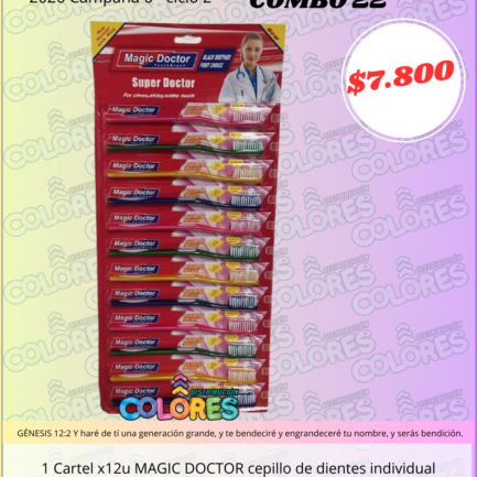 COMBO 22 - 1 CARTEL x12u MAGIC DOCTOR CEPILLO DE DIENTES INDIVIDUAL