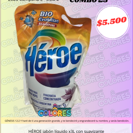 COMBO 25 - HÉROE JABÓN LÍQUIDO x3L CON SUAVIZANTE