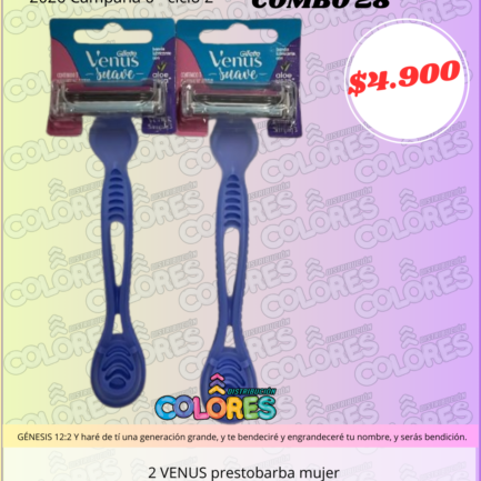 COMBO 28 - 2 VENUS PRESTOBARBA MUJER