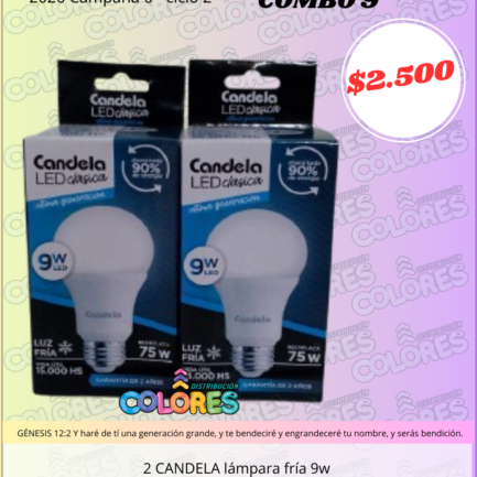 COMBO 9 - 2 CANDELA LÁMPARA FRÍA 9W