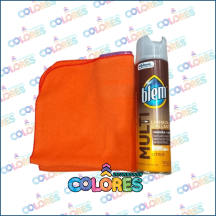 COMBO 23 - BLEM LUSTRAMUEBLES AEROSOL CITRUS + FRANELA NARANJA
