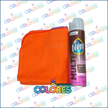 COMBO 24 - BLEM LUSTRAMUEBLES AEROSOL FLORAL + FRANELA NARANJA
