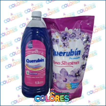 COMBO 22 - QUERUBIN JABÓN LÍQUIDO x1,5L BOTELLA + QUERUBIN SUAVIZANTE x900ml FLORES SILVESTRES