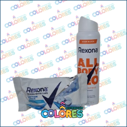 COMBO 8 - REXONA DEO AEROSOL FEMENINO ALL BODY CITRIC + REXONA JABÓN DE TOCADOR x120g
