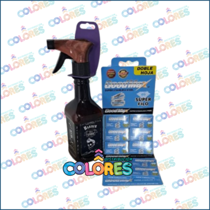 COMBO 32 - 1 TIRA x10u GOODMAX HOJA DE AFEITAR + PULVERIZADOR PARA BARBEROS