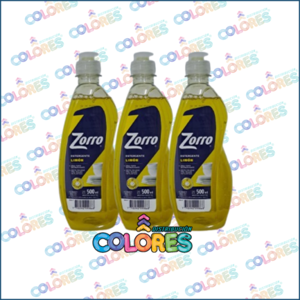COMBO 2 B - 3 ZORRO DETERGENTE x500ml LIMÓN