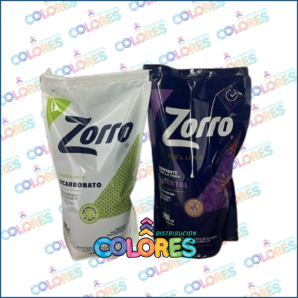 COMBO 8 - ZORRO JABÓN LÍQUIDO x800ml BICARBONATO + ZORRO SUAVIZANTE x900ml ORIENTAL