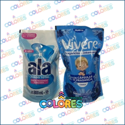 COMBO 4 - ALA JABÓN LÍQUIDO x800ml + VIVERE SUAVIZANTE x900ml CLÁSICO