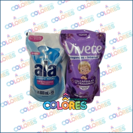 COMBO 5 - ALA JABÓN LÍQUIDO x800ml + VIVERE SUAVIZANTE x900ml EXPLOSIÓN FLORAL