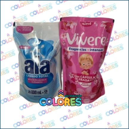 COMBO 6 - ALA JABÓN LÍQUIDO x800ml + VIVERE SUAVIZANTE x900ml ETERNA PRIMAVERA