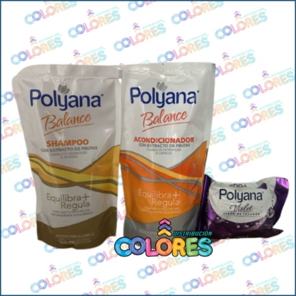 COMBO 21 - PALYANA SHAMPOO + POLYANA ACONDICIONADOR x300ml BALANCE + POLYANA JABÓN DE TOCADOR x120g