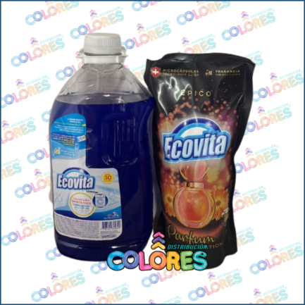 COMBO 27 - ECOVITA JABÓN LÍQUIDO x3L BOTELLA + ECOVITA SUAVIZANTE x900ml ÉPICO