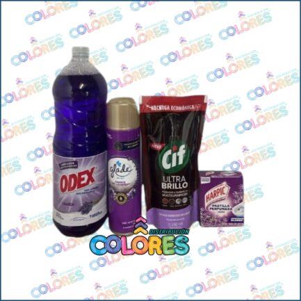 COMBO 25 - ODEX LIMPIADOR LÍQUIDO x1,8L + CIF ULTRA BRILLO x380ml + HARPIC PASTILLA INODORO + GLADE AEROSOL AMBIENTES