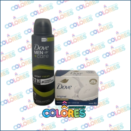 COMBO 14 - DOVE AEROSOL MASCULINO SPORT + DOVE JABÓN DE TOCADOR ORIGINAL x90g