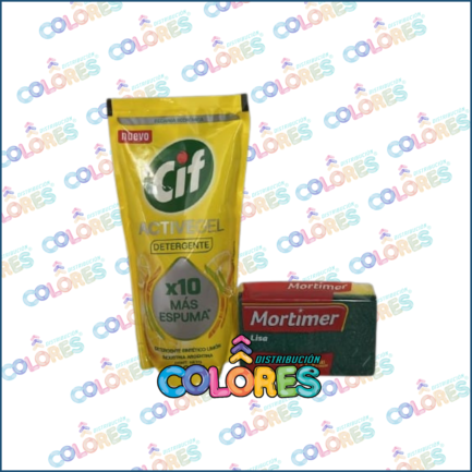 COMBO 9 - CIF DETERGENTE ACTIVE GEL LIMÓN x400ml + MORTIMER ESPONJA LISA