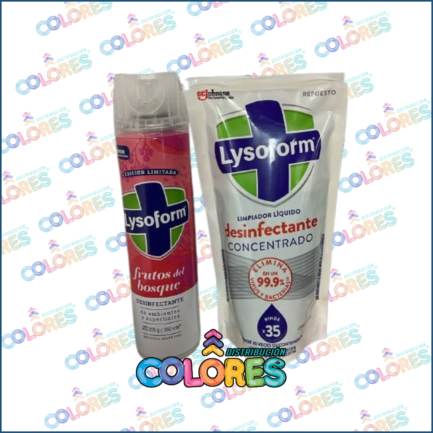 COMBO 13 - LYSOFORM AEROSOL DESINFECTANTE FRUTOS ROJOS + LYSOFORM LÍQUIDO DESINFECTANTE PISOS x900ml