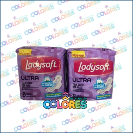 COMBO 19 - 2 LADYSOFT TOALLITAS FEMENINAS ULTRADELGADAS SUAVE x8u