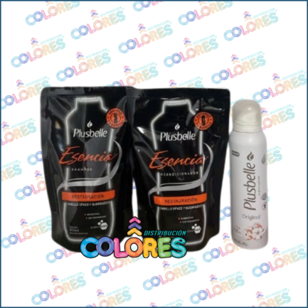 COMBO 21 - PLUSBELLE SHAMPOO + PLUSBELLE ACONDICIONADOR x300ml DOY PACK + PLUSBELLE DESODORANTE EN AEROSOL FEMENINO ORIGINAL