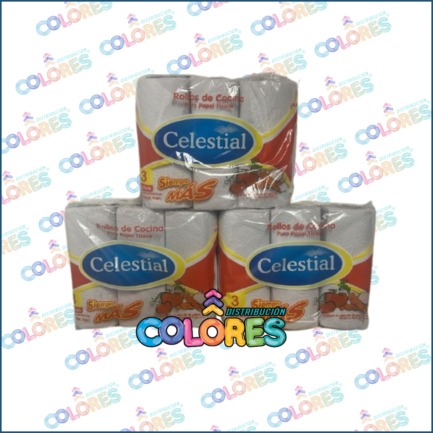COMBO 15 - 3 CELESTIAL ROLLO DE COCINA 3x40 PAÑOS