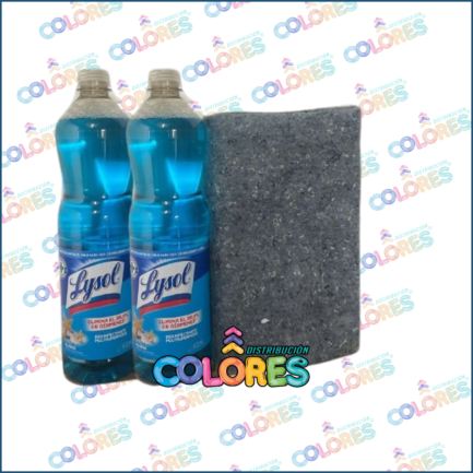 COMBO 8 - 2 LYSOL LIMPIADOR LÍQUIDO DESINFECTANTE x900ml MARINA + TRAPO DE PISO GRIS