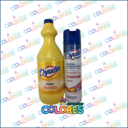 COMBO 4 - AYUDIN LAVANDINA x1L ORIGINAL + AYUDIN AEROSOL DESINFECTANTE BEBÉ