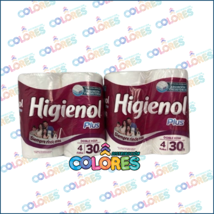 COMBO 2 - 2 HIGIENOL PAPEL HIGIÉNICO DOBLE HOJA 4x30mts
