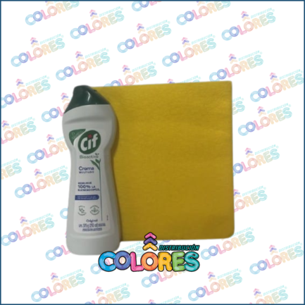 COMBO 4 - CIF LIMPIADOR CREMOSO ORIGINAL x375g + PAÑO AMARILLO MULTIUSOS