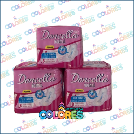 COMBO 15 - 3 DONCELLA TOALLITAS FEMENINAS NORMAL SIN PERFUME x8u