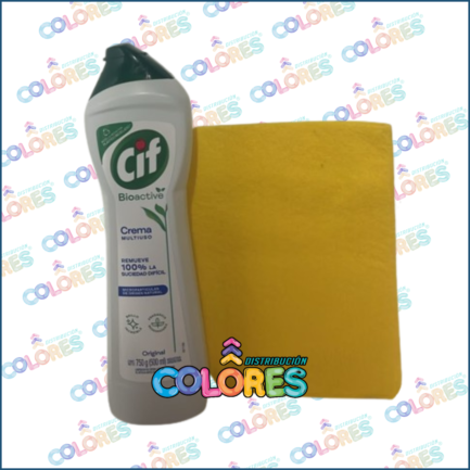 COMBO 5 - CIF CREMA ORIGINAL x750g + PAÑO AMARILLO MULTIUSO
