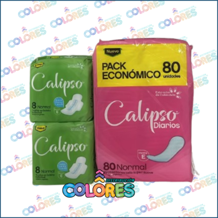 COMBO 11 - 2 CALIPSO TOALLITAS FEMENINAS x8u VERDE + CALIPSO PROTECTORES DIARIOS x80u SIN PERFUME