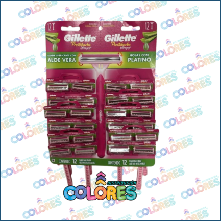 COMBO 9 B - TIRA x24u GILLETTE PRESTOBARBA ROSADA 2 FILOS