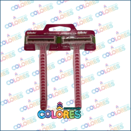 COMBO 9 A - 2 GILLETTE PRESTOBARBA ROSADA 2 FILOS