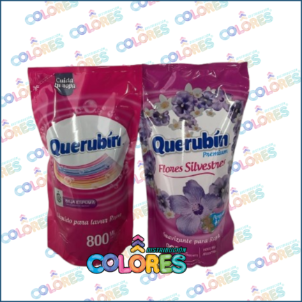 COMBO 8 - QUERUBÍN JABÓN LÍQUIDO x800ml DOY PACK + QUERUBÍN SUAVIZANTE x900ml FLORES SILVESTRES