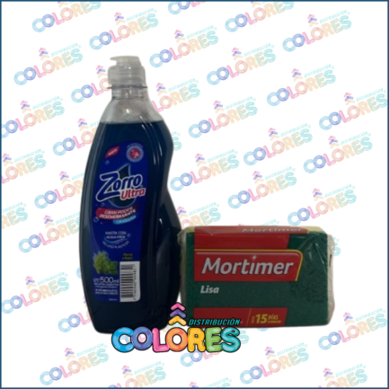 COMBO 5 - ZORRO DETERGENTE x500ml MARINA + MORTIMER ESPONJA
