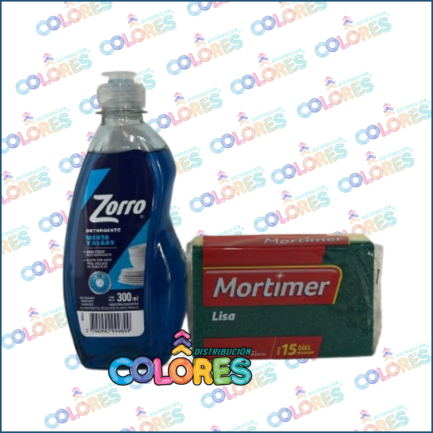 COMBO 6 - ZORRO DETERGENTE x300ml MARINA + MORTIMER ESPONJA