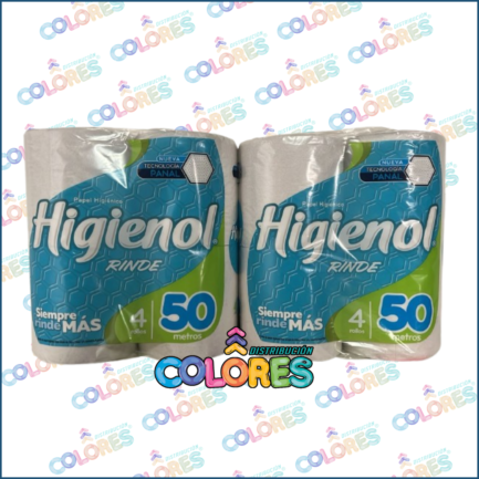 COMBO 4 - 2 HIGIENOL PAPEL HIGIÉNICO 4x50mts