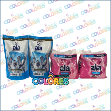 COMBO 3 - 2 ALA JABÓN LÍQUIDO x800ml DOY PACK MATIC + 2 ALA JABÓN EN POLVO x800g BICARBONATO DUAL