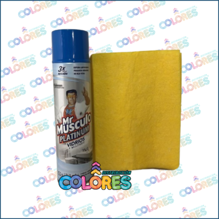 COMBO 22 - MR MUSCULO AEROSOL LIMPIA VIDRIOS + PAÑO AMARILLO