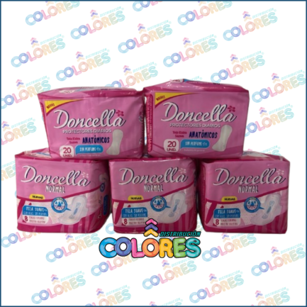 COMBO 17 - 3 DONCELLA TOALLITAS FENEBINAS NORMAL SIN PERFUME x8u + 2 DONCELLA PROTECTORES DIARIOS x20u SIN PERFUME